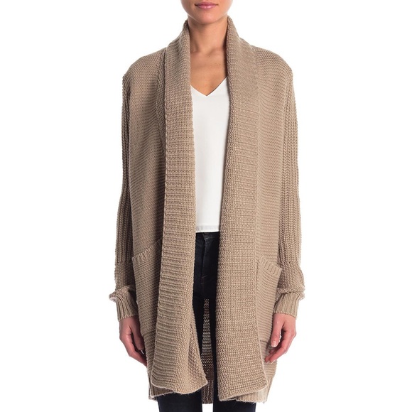 NWT John & Jenn Midi Knit Open Front Cardigan in Taupe / Mink color, size L - Picture 3 of 8
